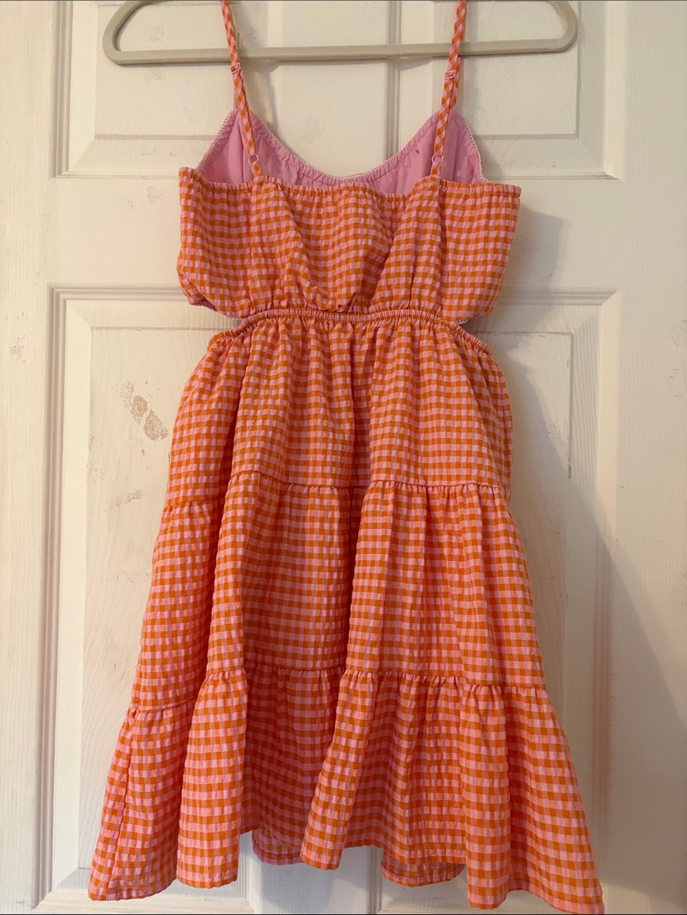 Altar'd State Orange Gingham Tiered Sundress - Picture 2 of 4